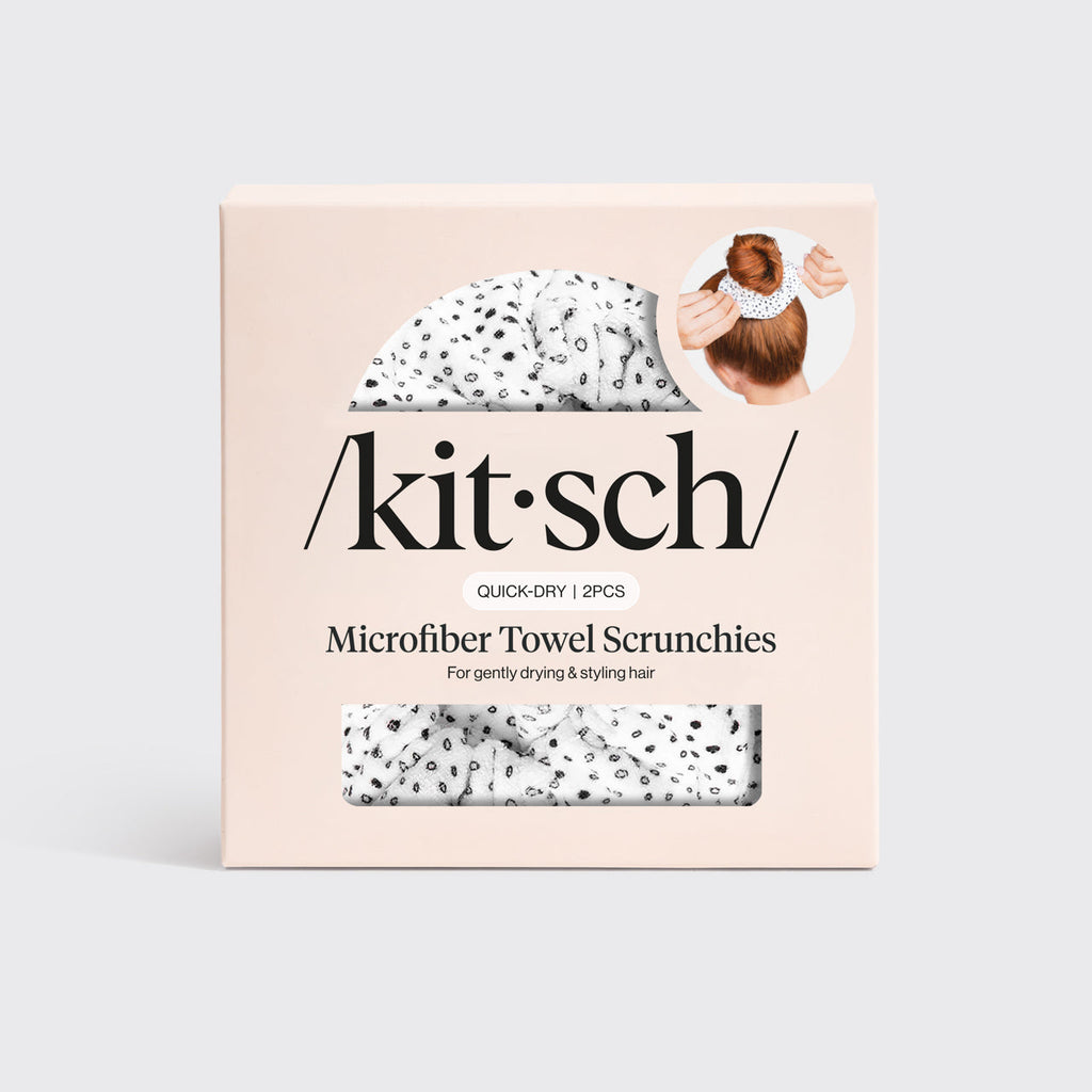 Micro Dot Microfiber Quick-Dry Towel Scrunchies 2pc Set