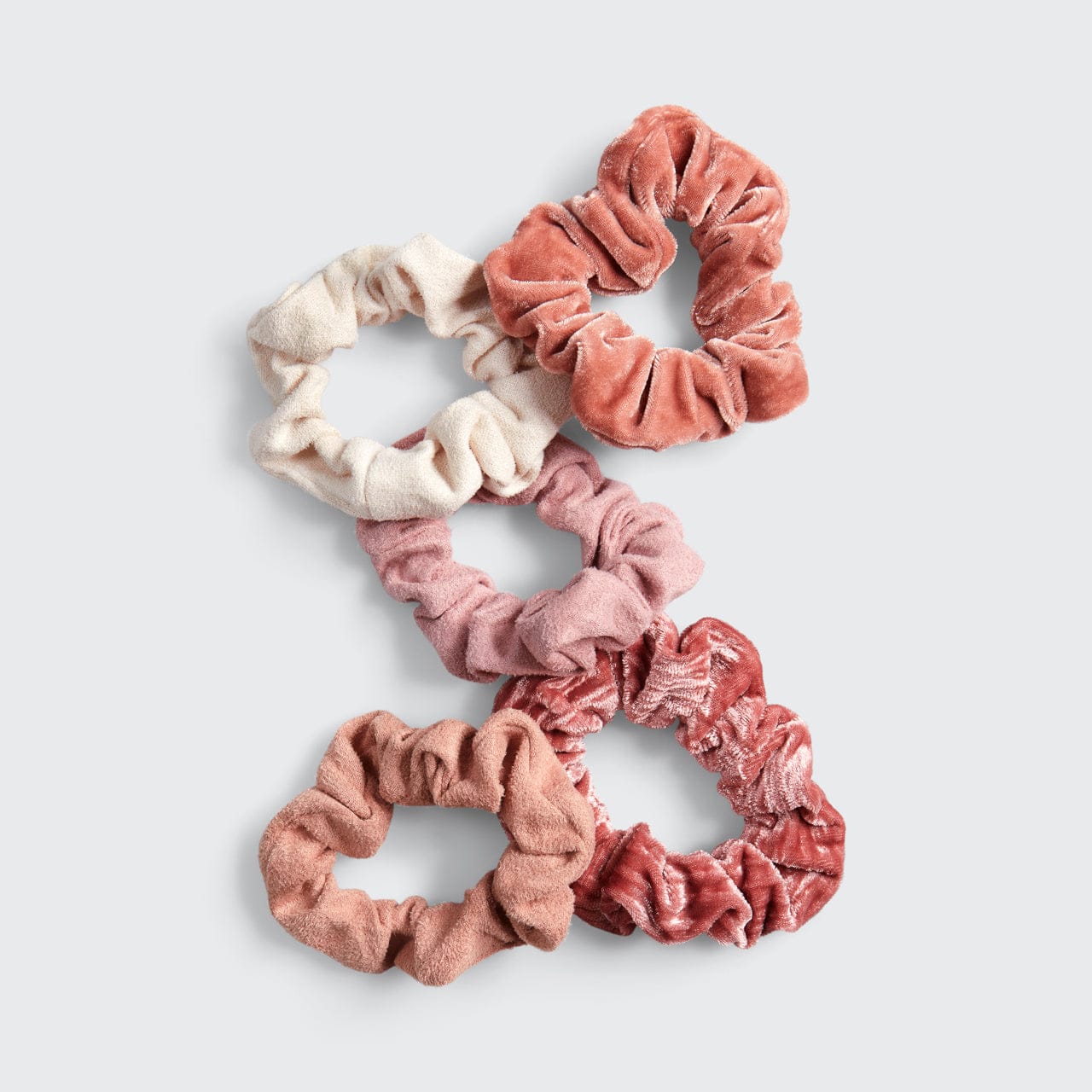 Blush &amp; Mauve Velvet Scrunchies 5pc Set