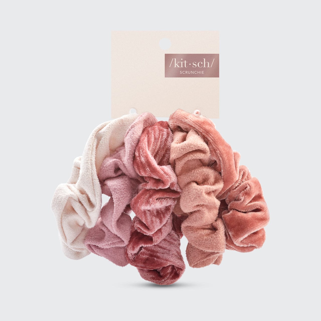 Blush &amp; Mauve Velvet Scrunchies 5pc Set
