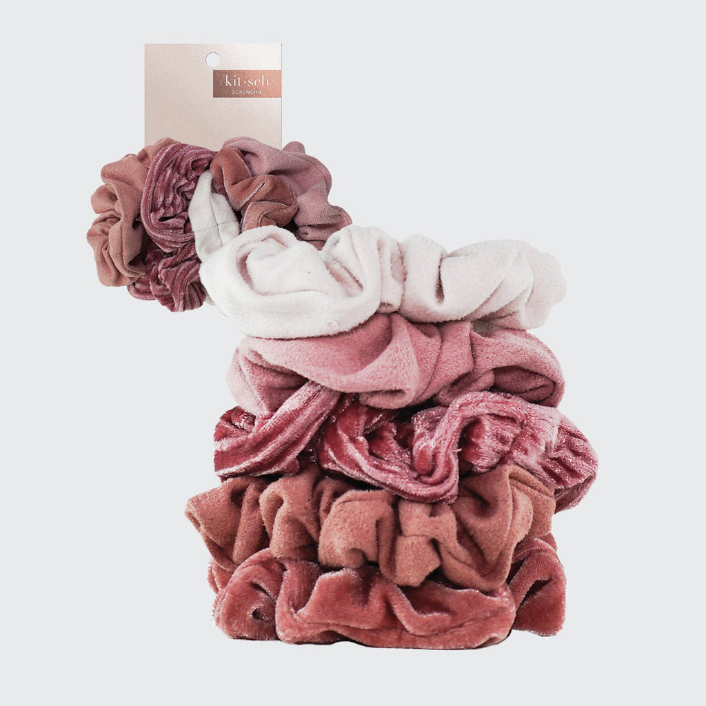 Blush &amp; Mauve Velvet Scrunchies 5pc Set
