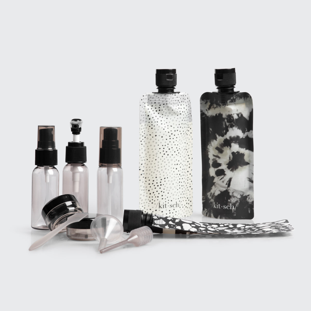 Black &amp; Ivory Travel Bottles for Toiletries 11pc Set