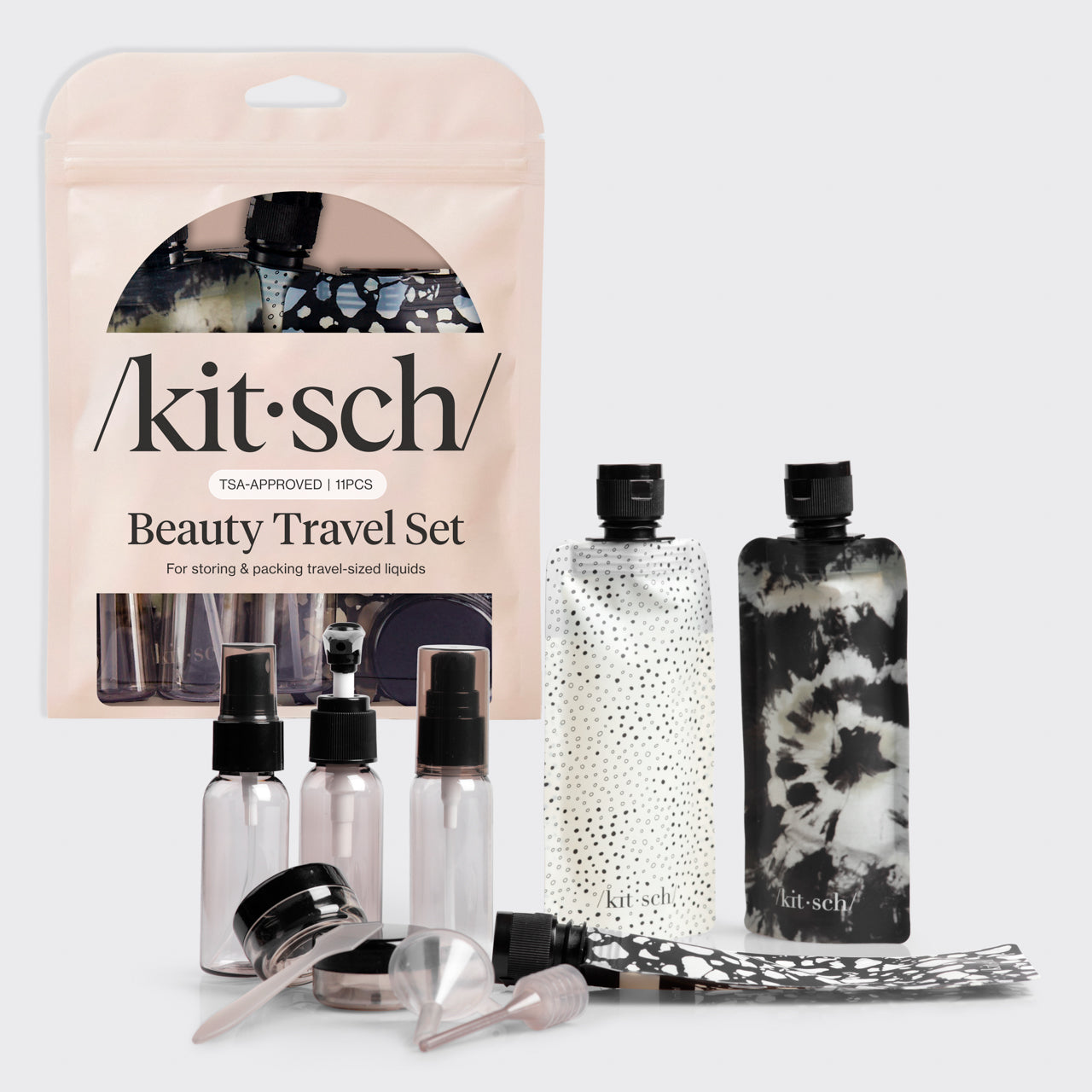 Black &amp; Ivory Travel Bottles for Toiletries 11pc Set