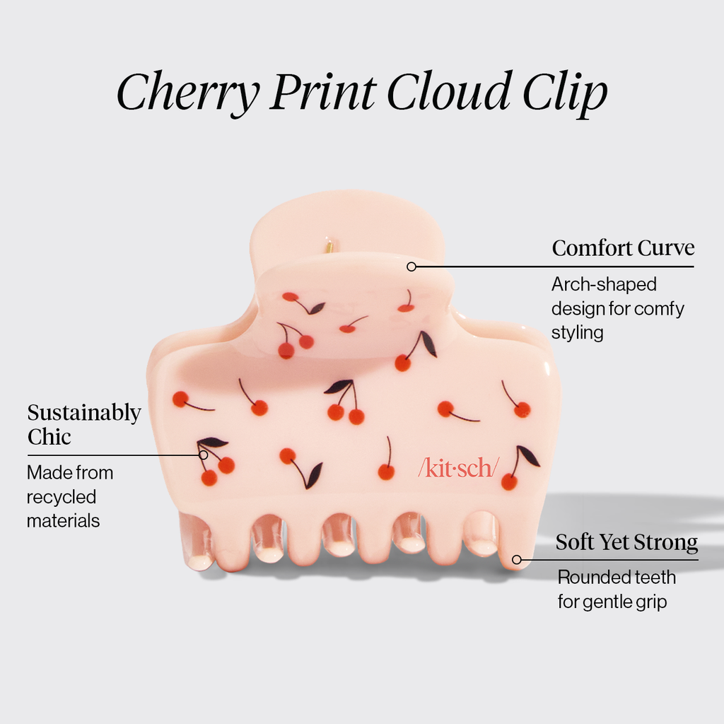 Cherry Print Cloud Claw Clip - Medium