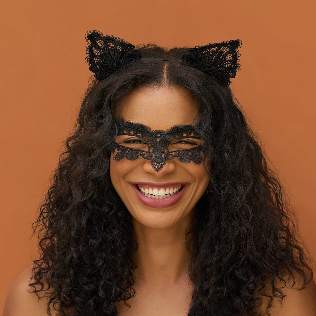 Black Cat Lace Headband &amp; Mask