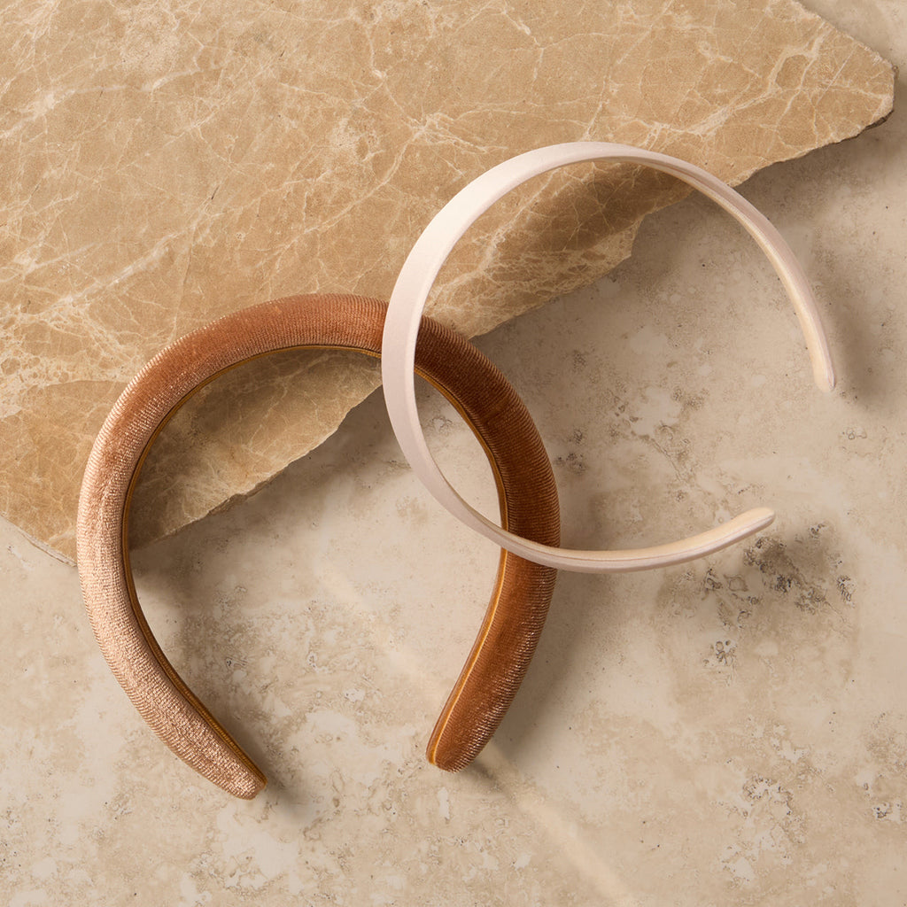 Cream &amp; Camel Satin &amp; Velvet Headbands