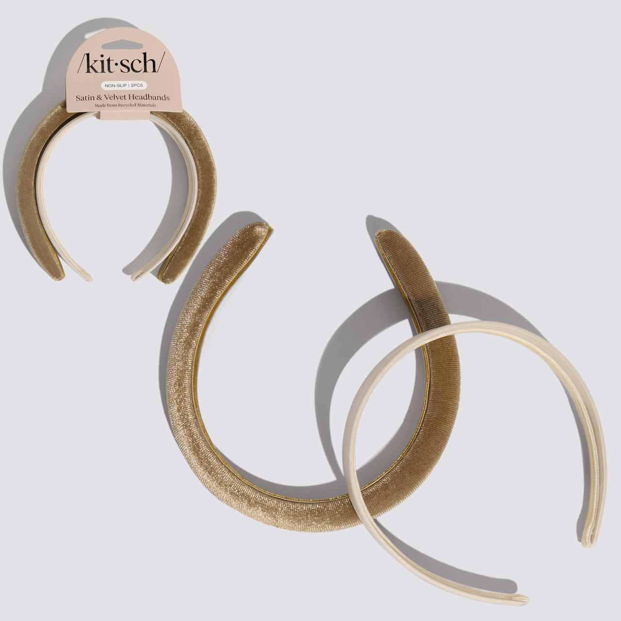 Cream &amp; Camel Satin &amp; Velvet Headbands