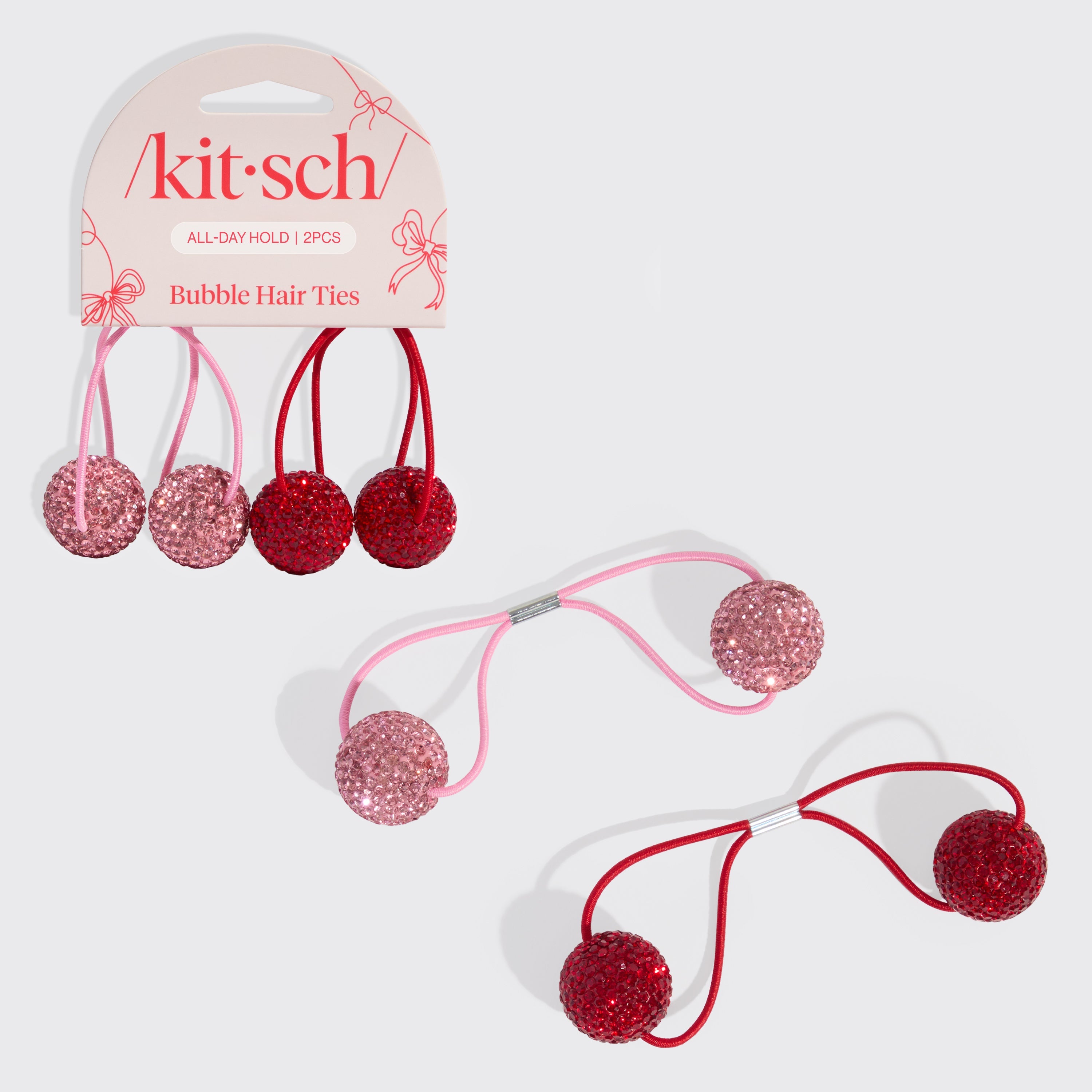 Red &amp; Pink Bubble Hair Ties