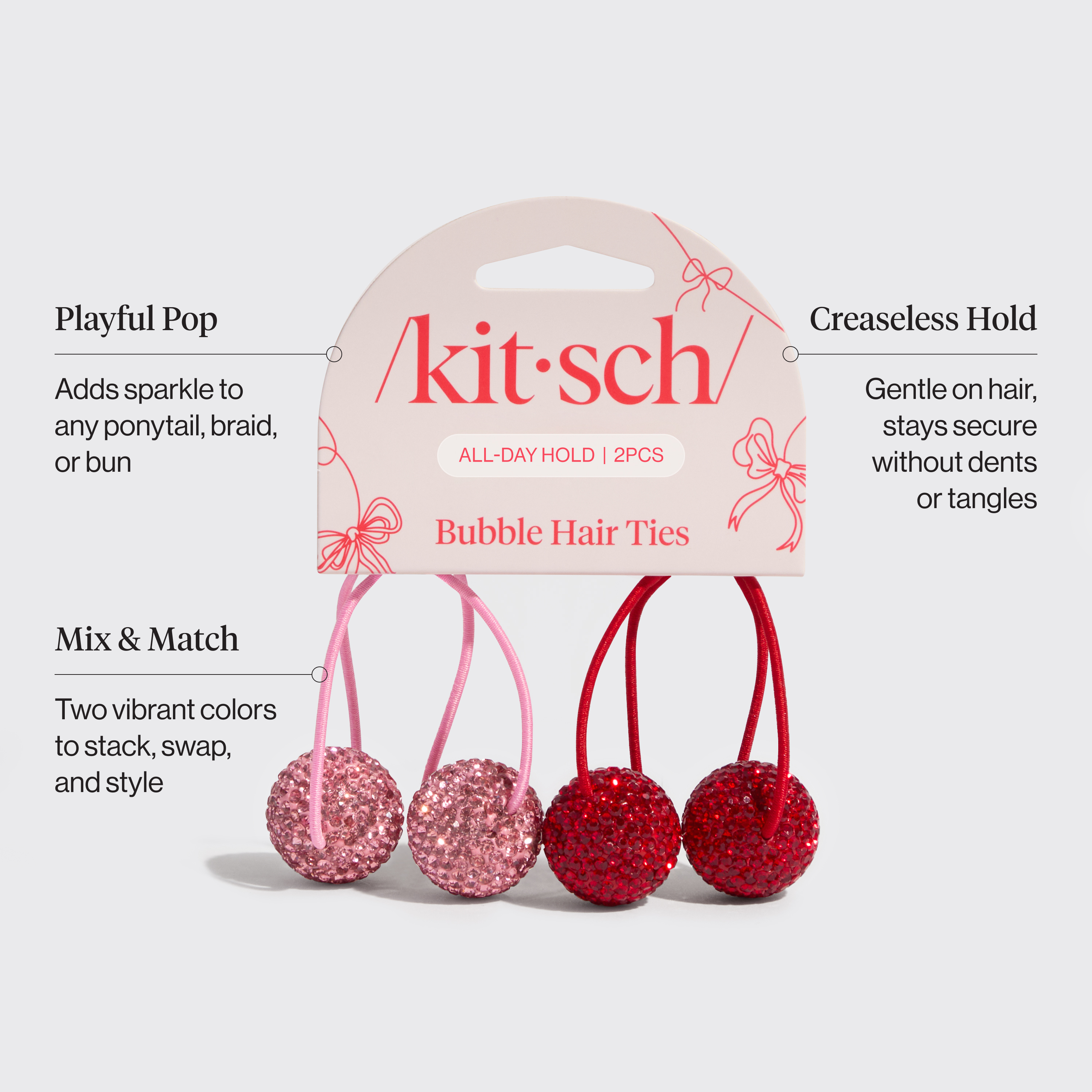 Red &amp; Pink Bubble Hair Ties