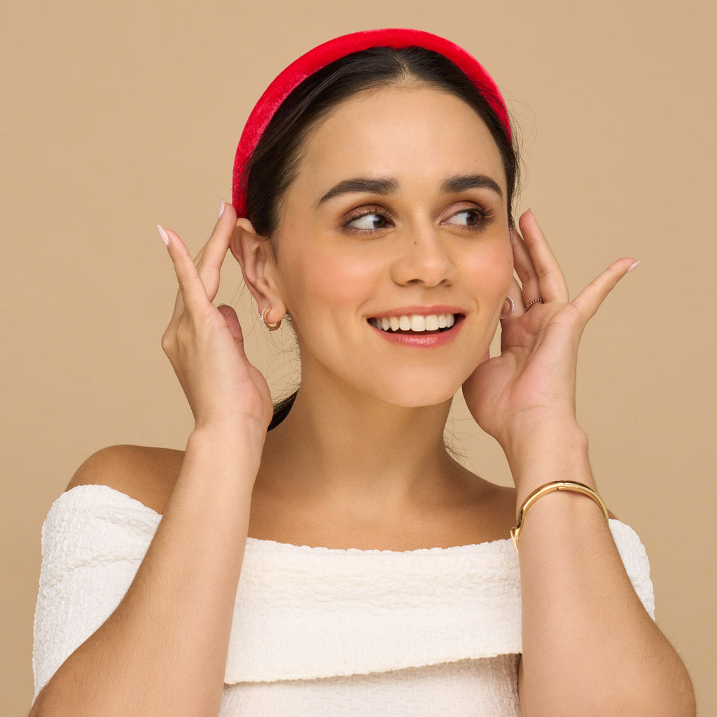 Red Pink &amp; Green Velvet Headbands