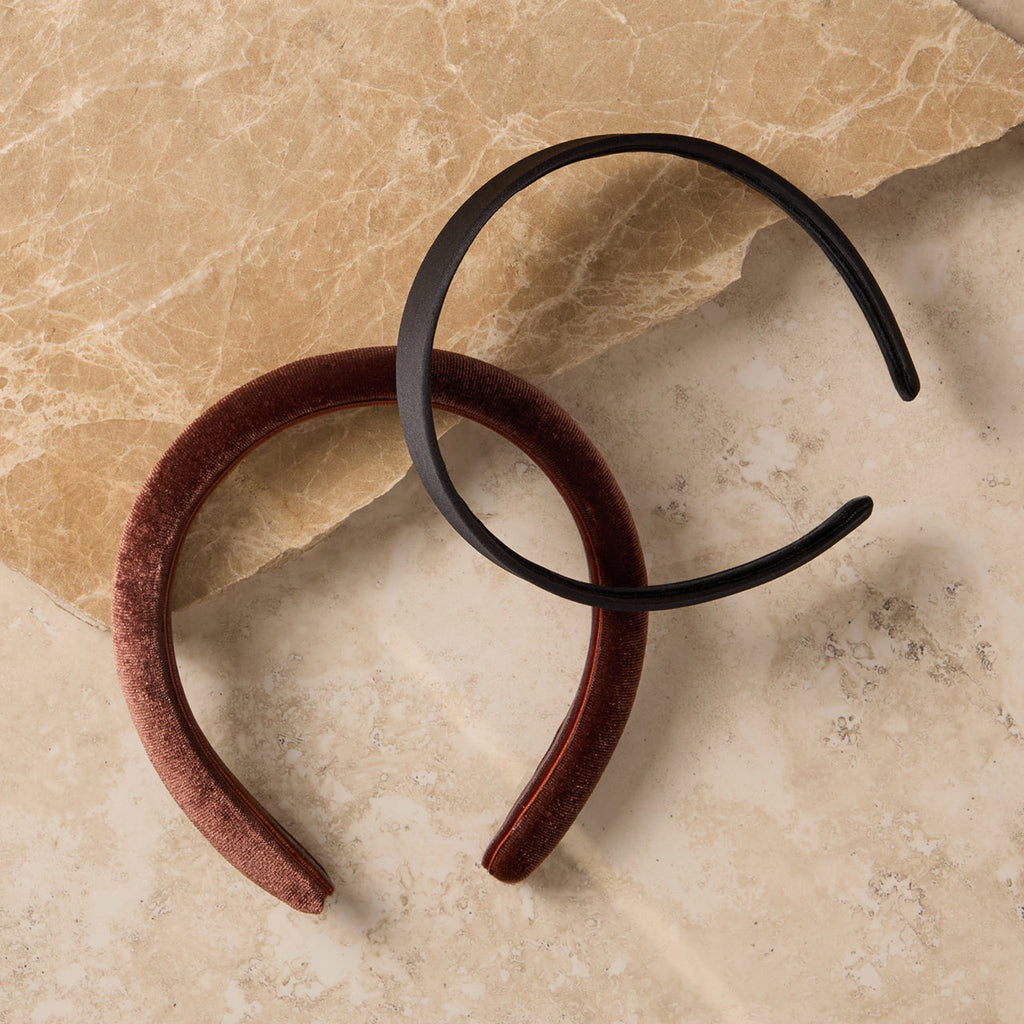 Black &amp; Chocolate Satin &amp; Velvet Headbands