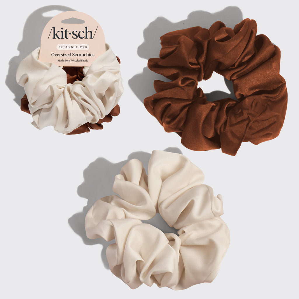Cream &amp; Camel Oversized Scrunchies