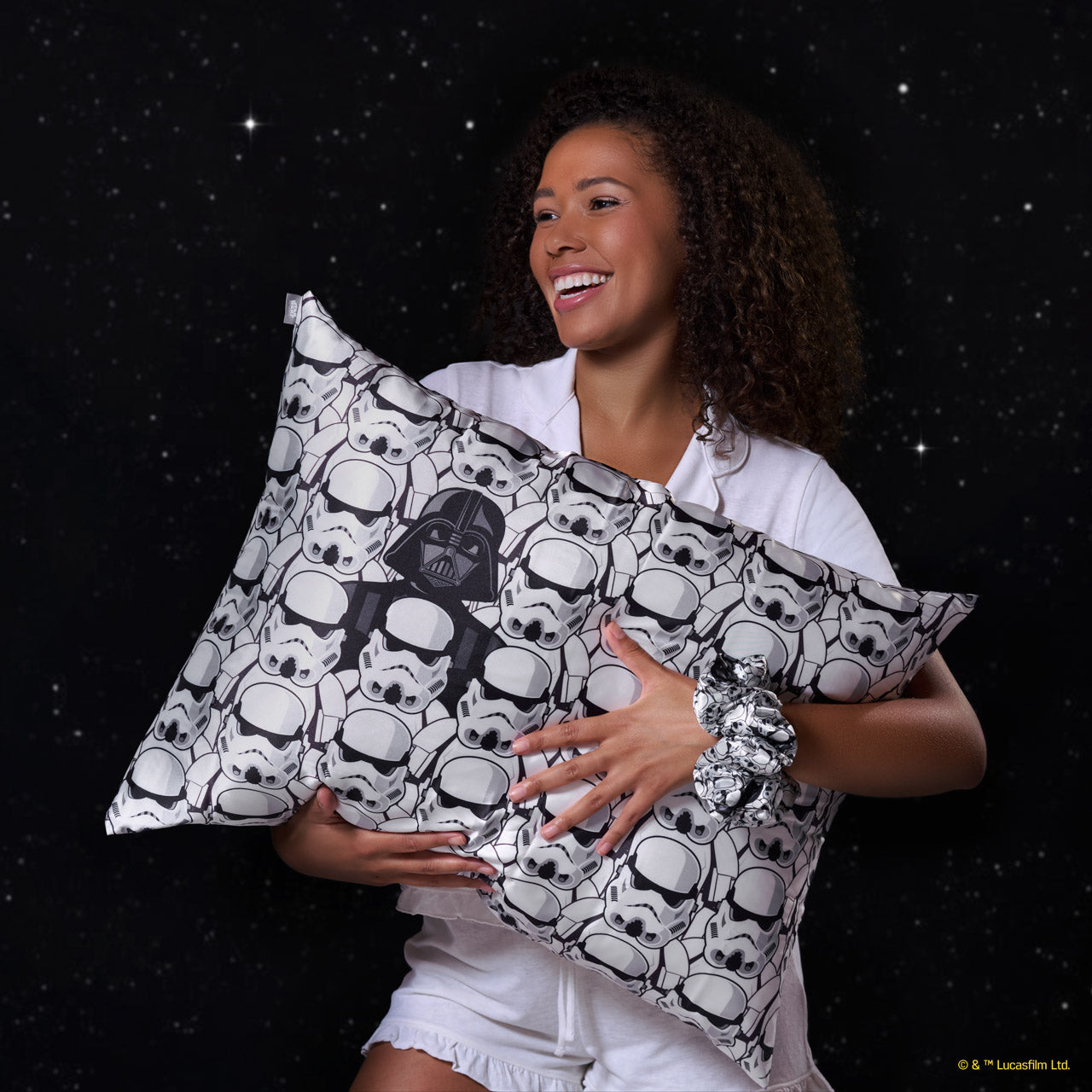 Star Wars™ &amp; Kitsch Satin Pillowcase in Darth Vader &amp; Stormtroopers