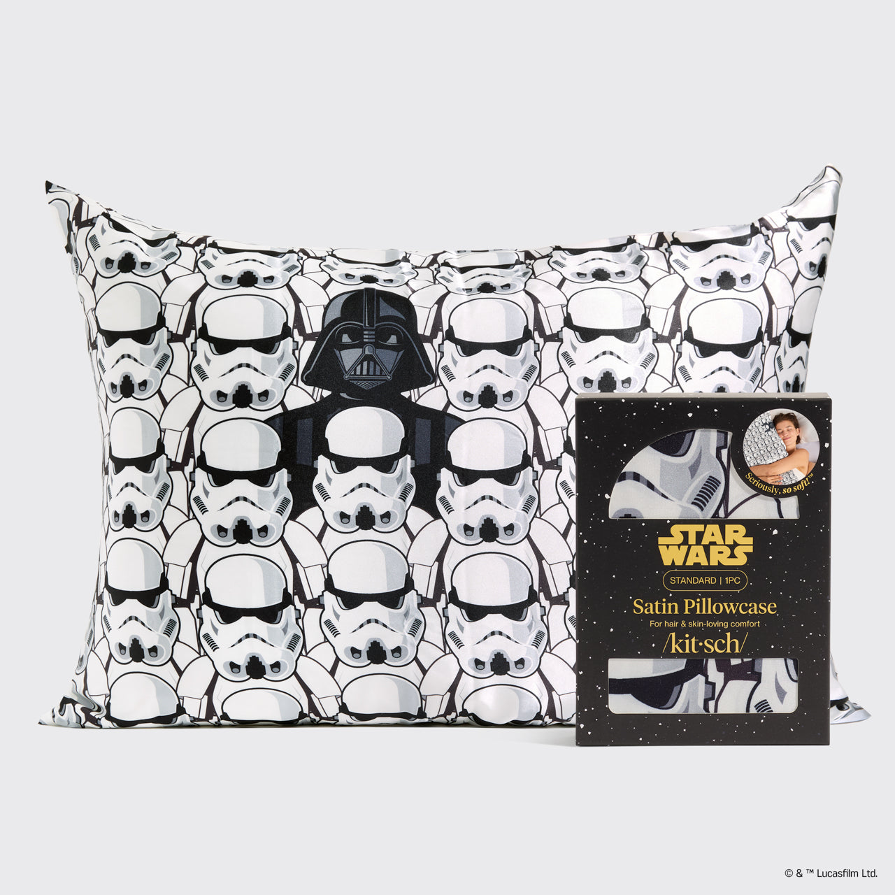 Star Wars™ &amp; Kitsch Satin Pillowcase in Darth Vader &amp; Stormtroopers