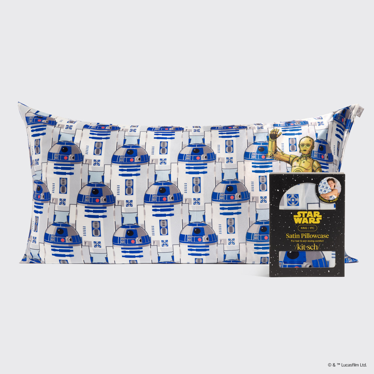 Star Wars™ &amp; Kitsch Satin Pillowcase in R2-D2 &amp; C-3PO 2 Pack - King