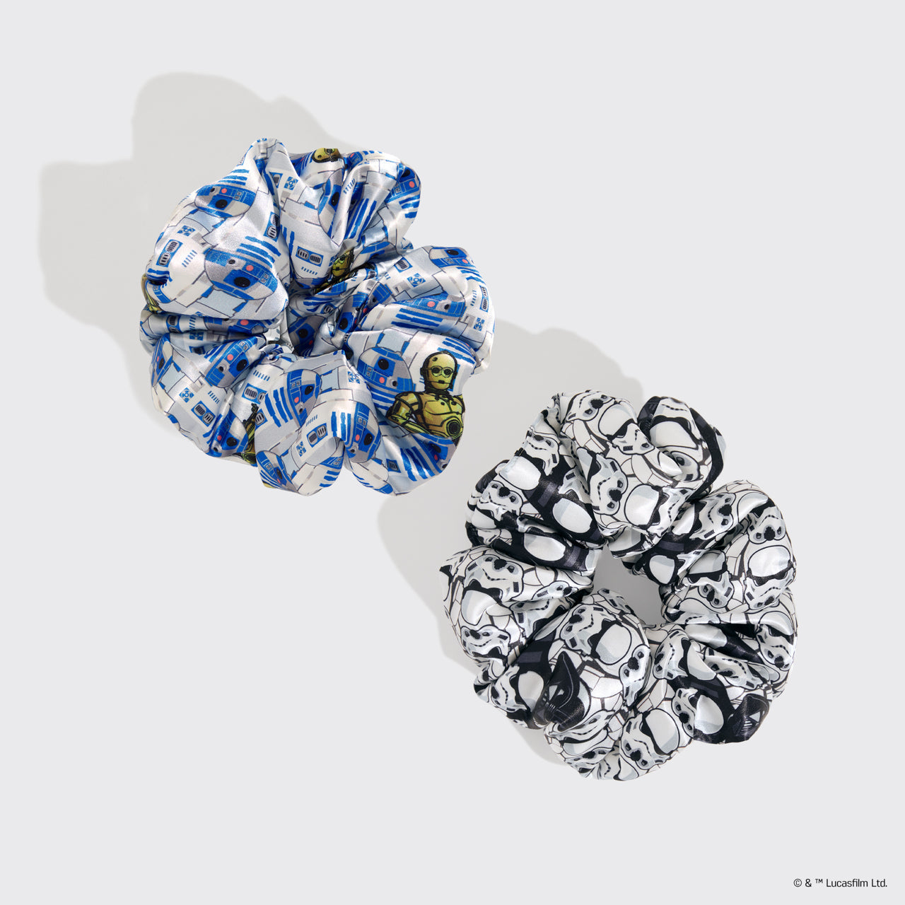 Star Wars™ &amp; Kitsch Pillow Scrunchies® in Satin - R2-D2 &amp; Stormtroopers