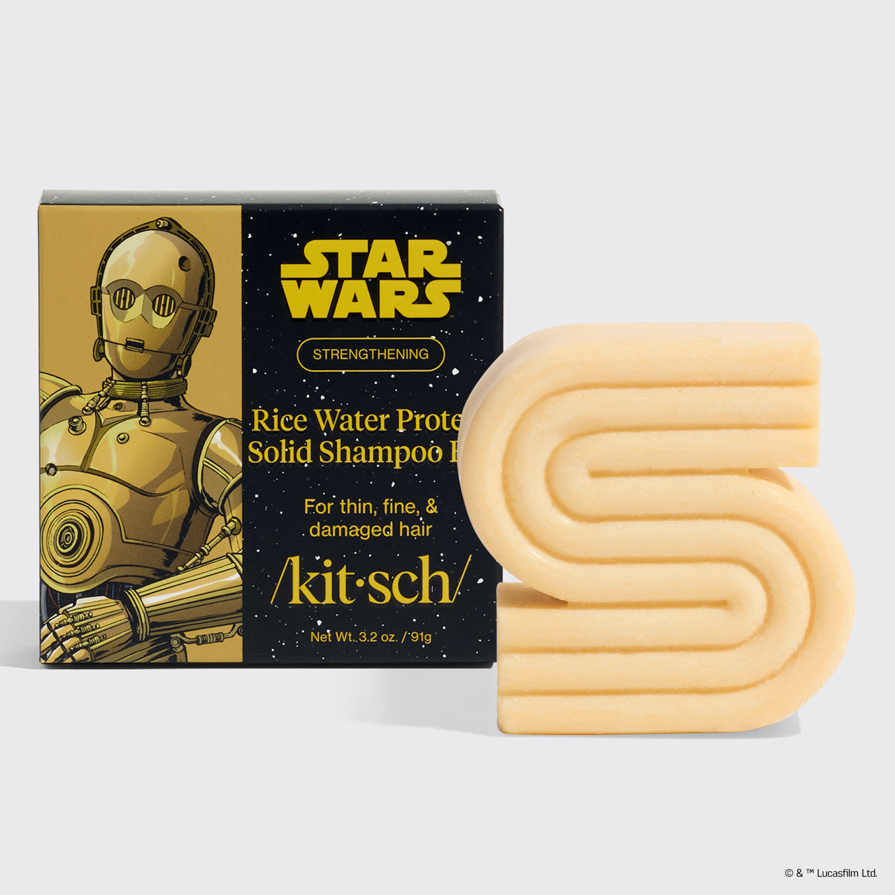 Star Wars™ &amp; Kitsch Rice Water Protein Strengthening Solid Shampoo - C-3PO