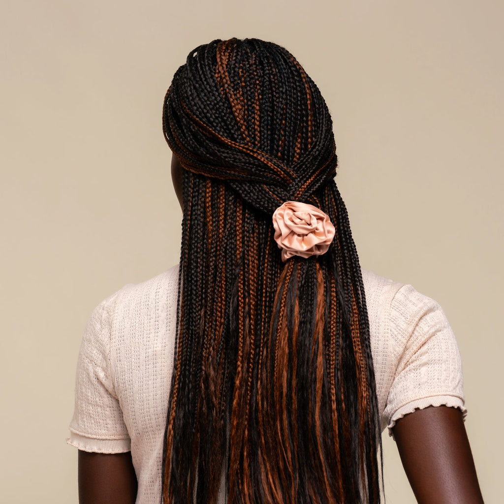 Terracotta Rosette Ruched Satin Scrunchies