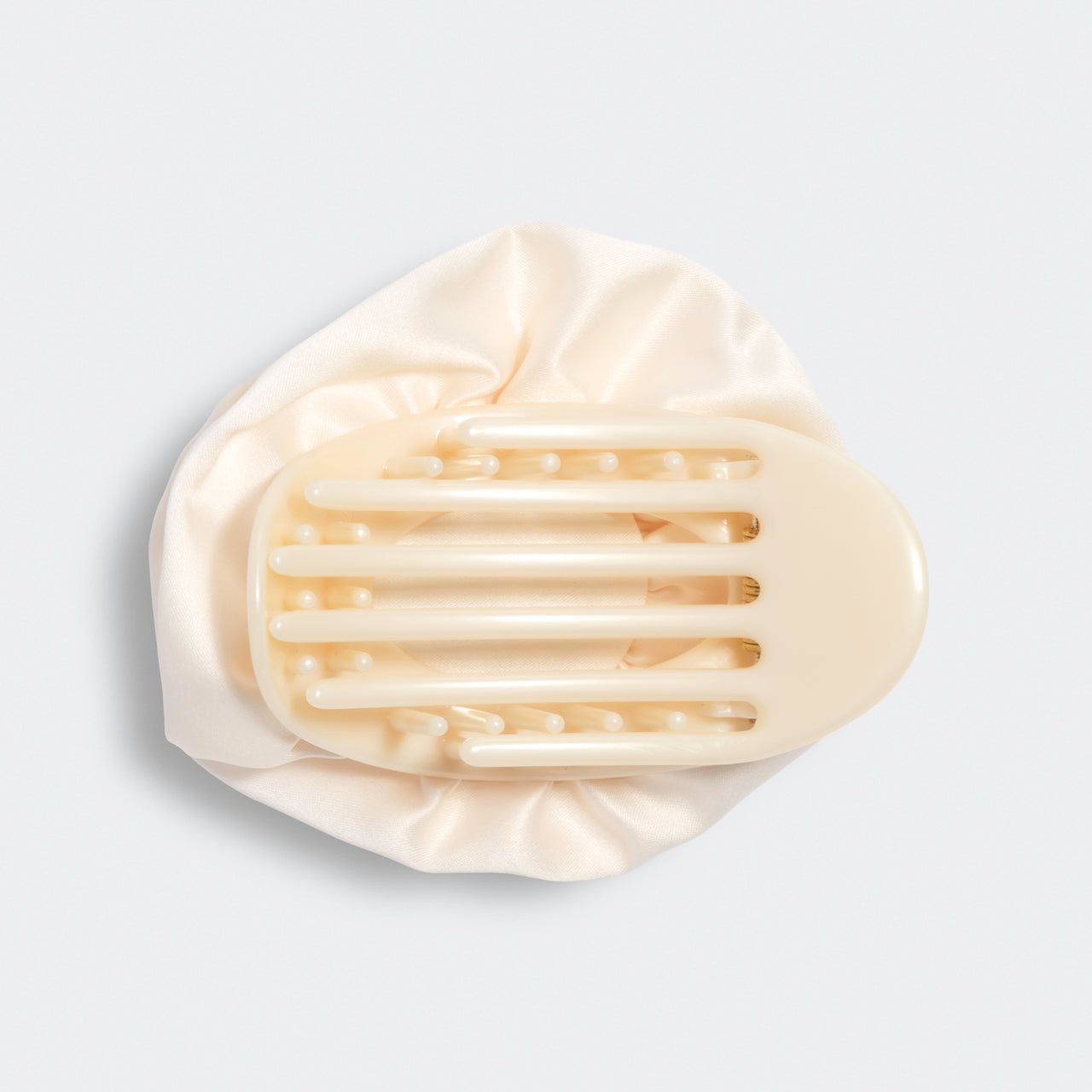 Satin Rosette Flat Cloud Clip in Cream - Medium