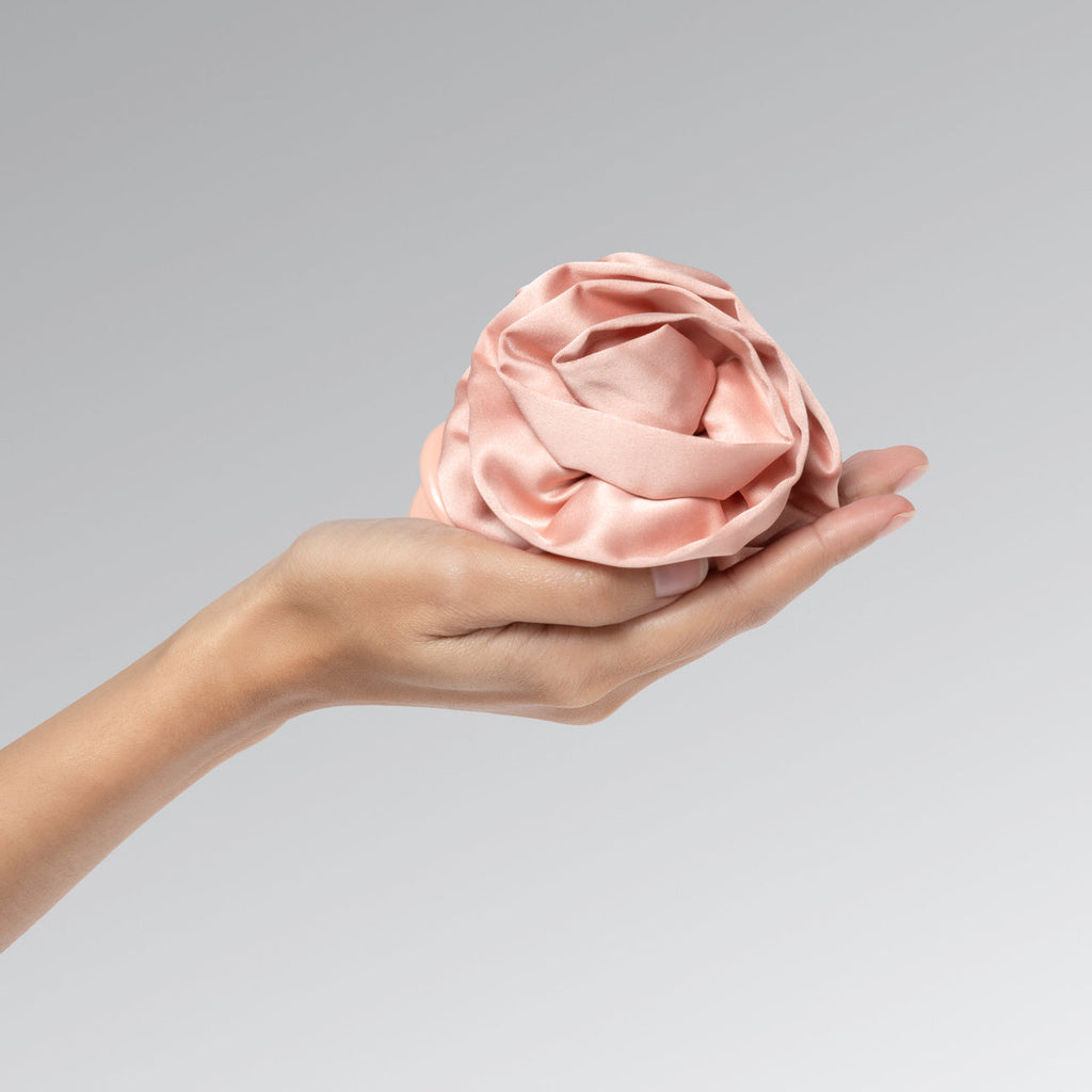 Satin Rosette Flat Cloud Clip in Terracotta - Medium