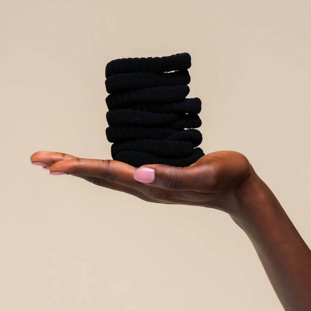 Black Ribbed Hair Elastics