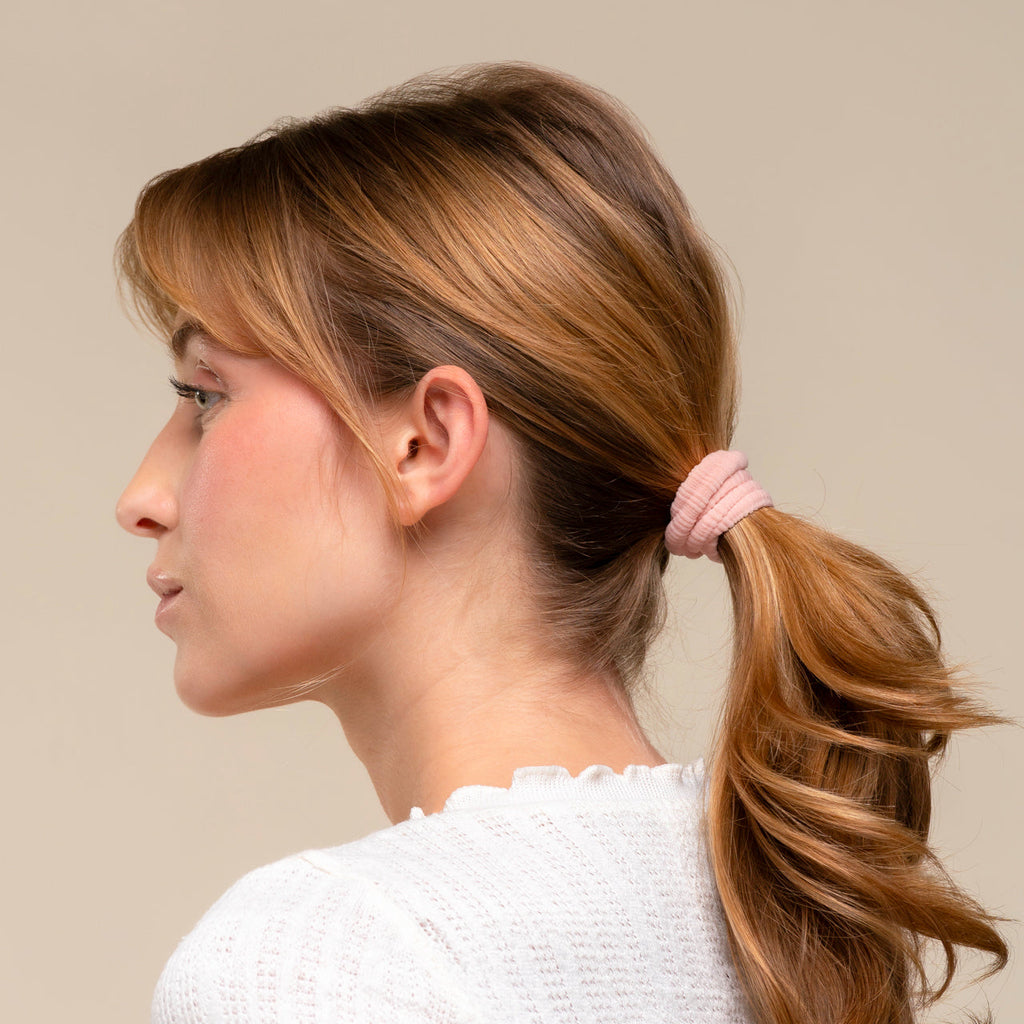 Blush Ribbed Hair Elastics