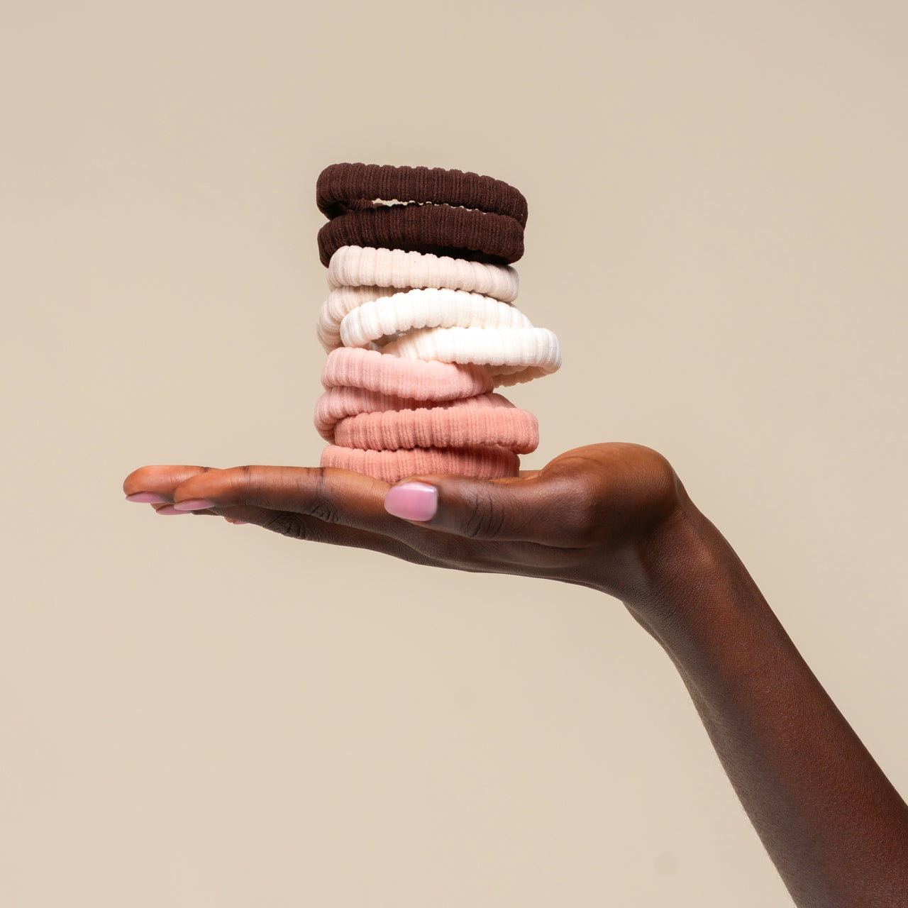 Blush Ribbed Hair Elastics