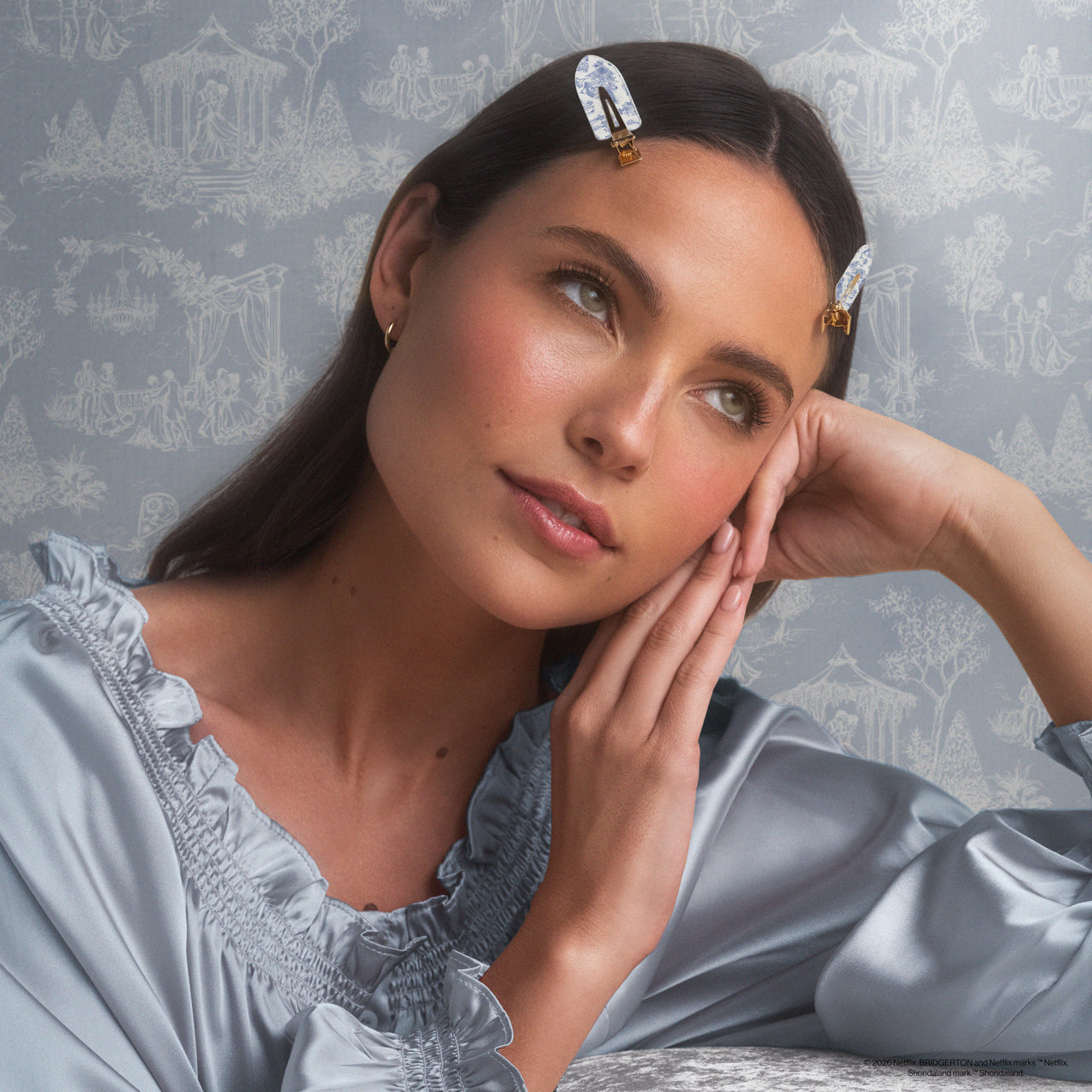 Bridgerton x Kitsch Creaseless Clips in Toile in Bloom