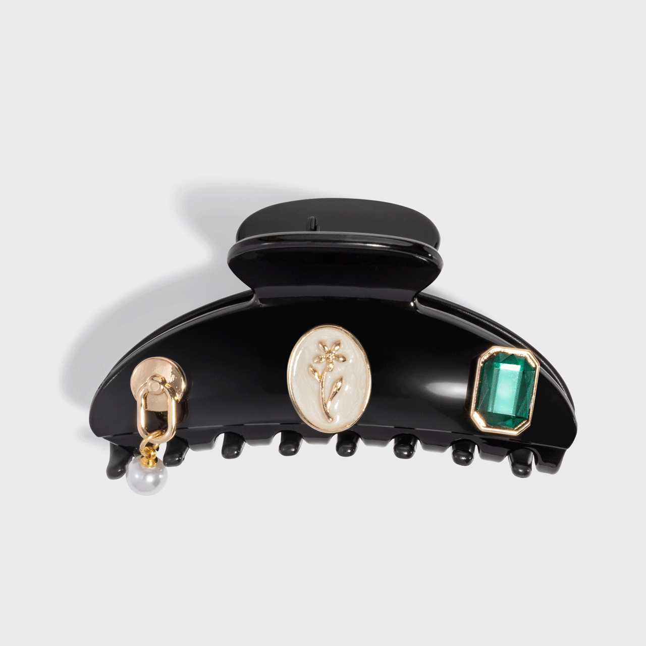 KitschPop™️ Curved Claw Clip &amp; Charms in Vintage Black