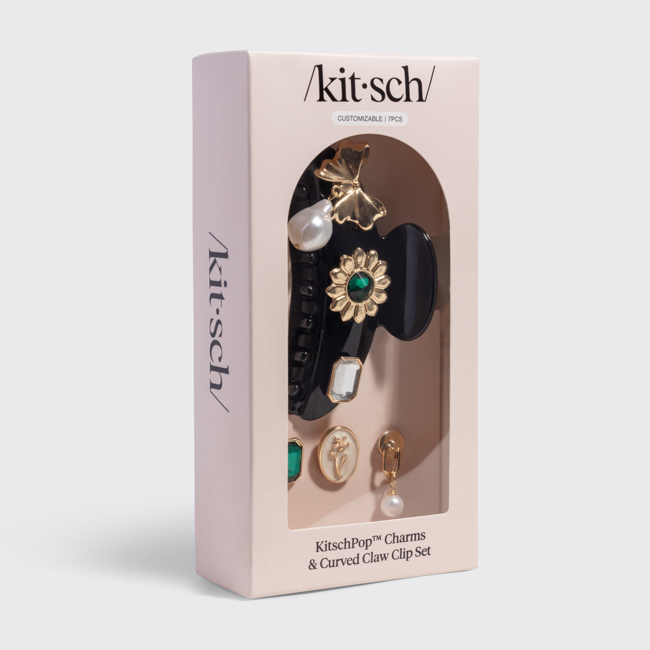 KitschPop™️ Curved Claw Clip &amp; Charms in Vintage Black