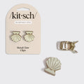 Gold &amp; Pearlized Cream Metal Clam Shell Hair Clip Set