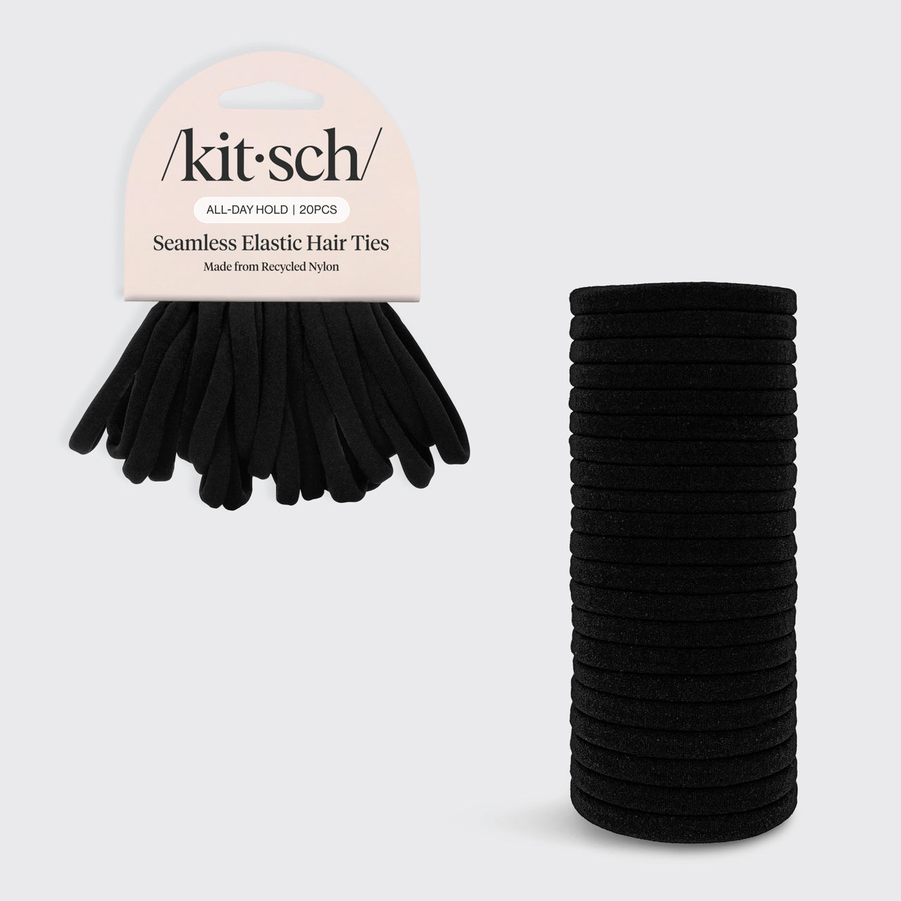 Black Elastic Hair Ties 20pc Set