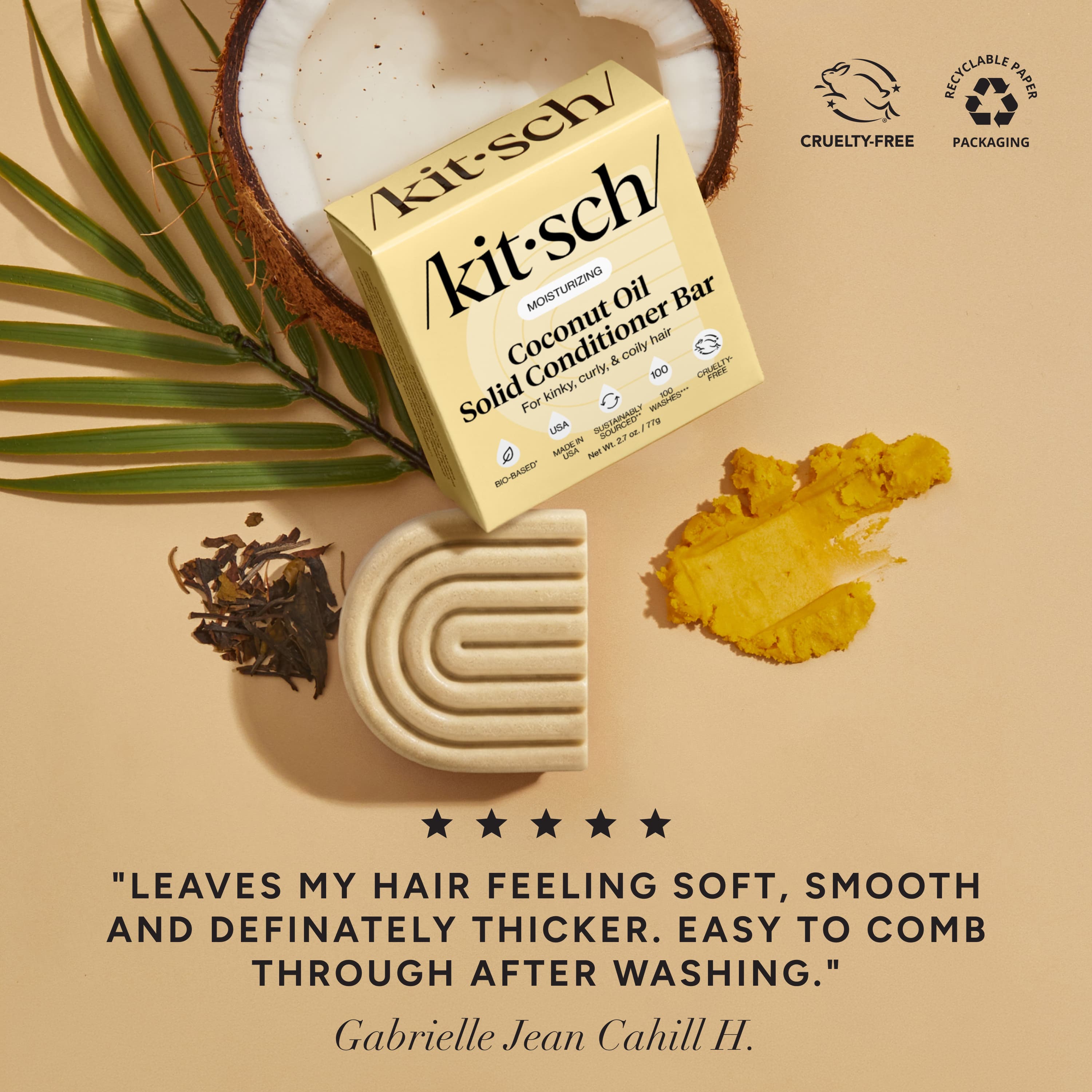 Coconut Oil Shampoo &amp; Conditioner Bar Combo for Dry Damaged Hair