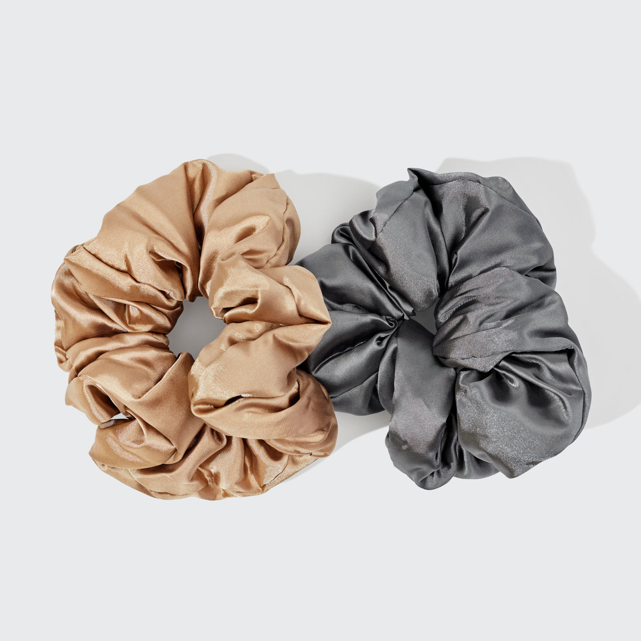Charcoal &amp; Gold Satin Pillow Scrunchies