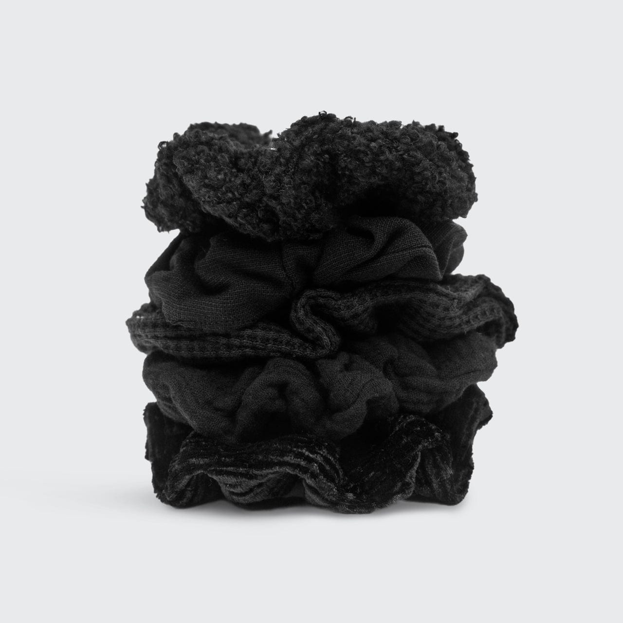 Assorted Textured Scrunchies in Black