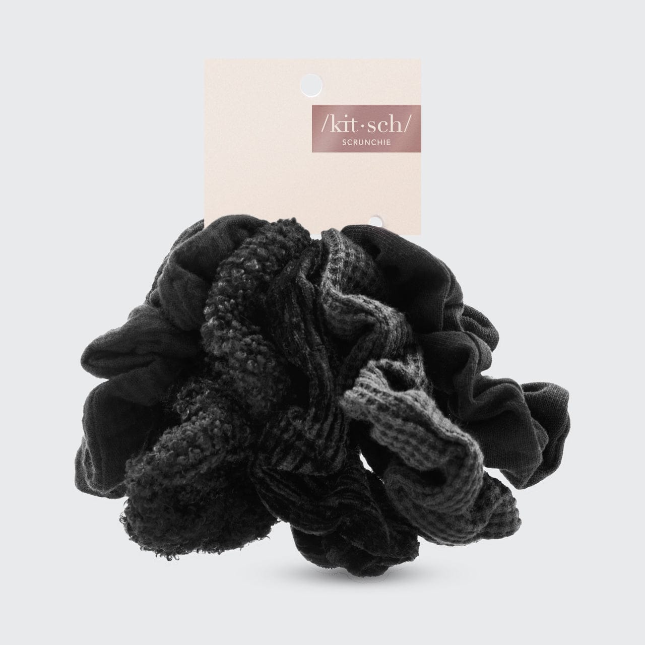 Assorted Textured Scrunchies in Black