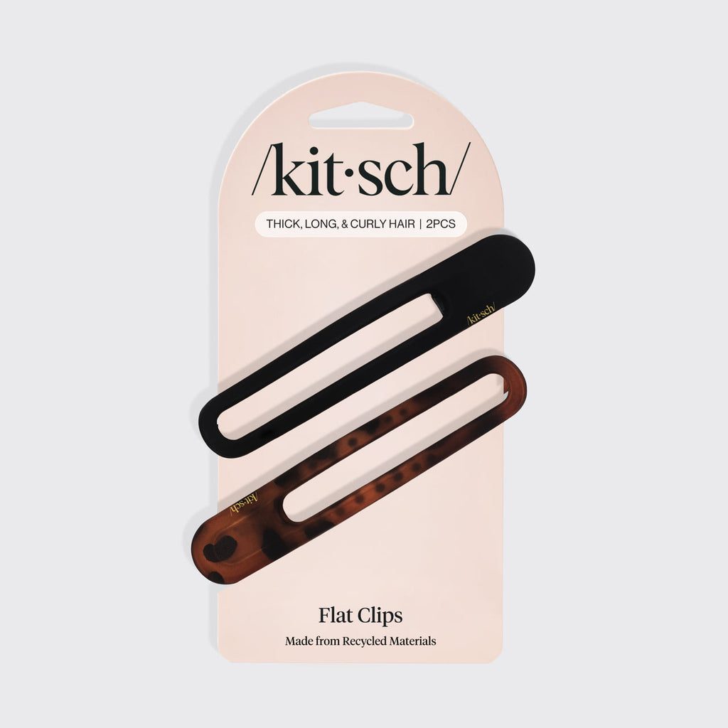 Black &amp; Tort Curved Flat Lay Claw Clips 2pc Set