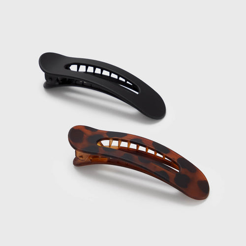 Black &amp; Tort Flat Lay Claw Clips 2pc Set