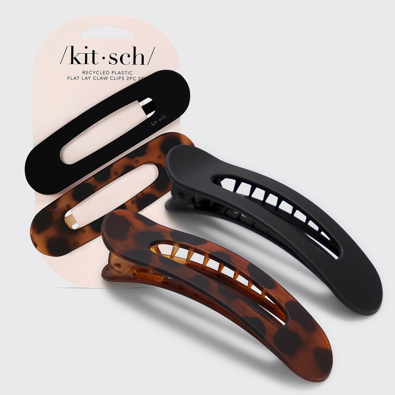 Black &amp; Tort Flat Lay Claw Clips 2pc Set