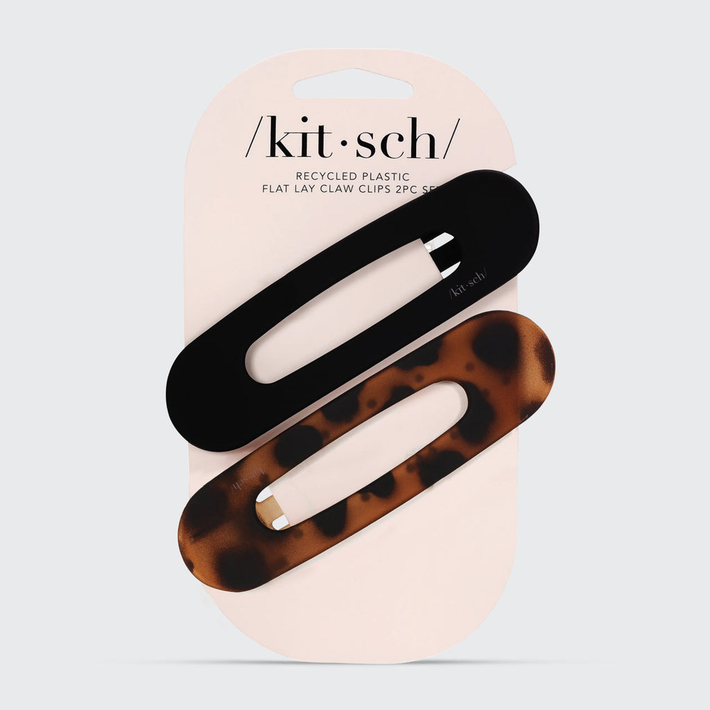 Black &amp; Tort Flat Lay Claw Clips 2pc Set