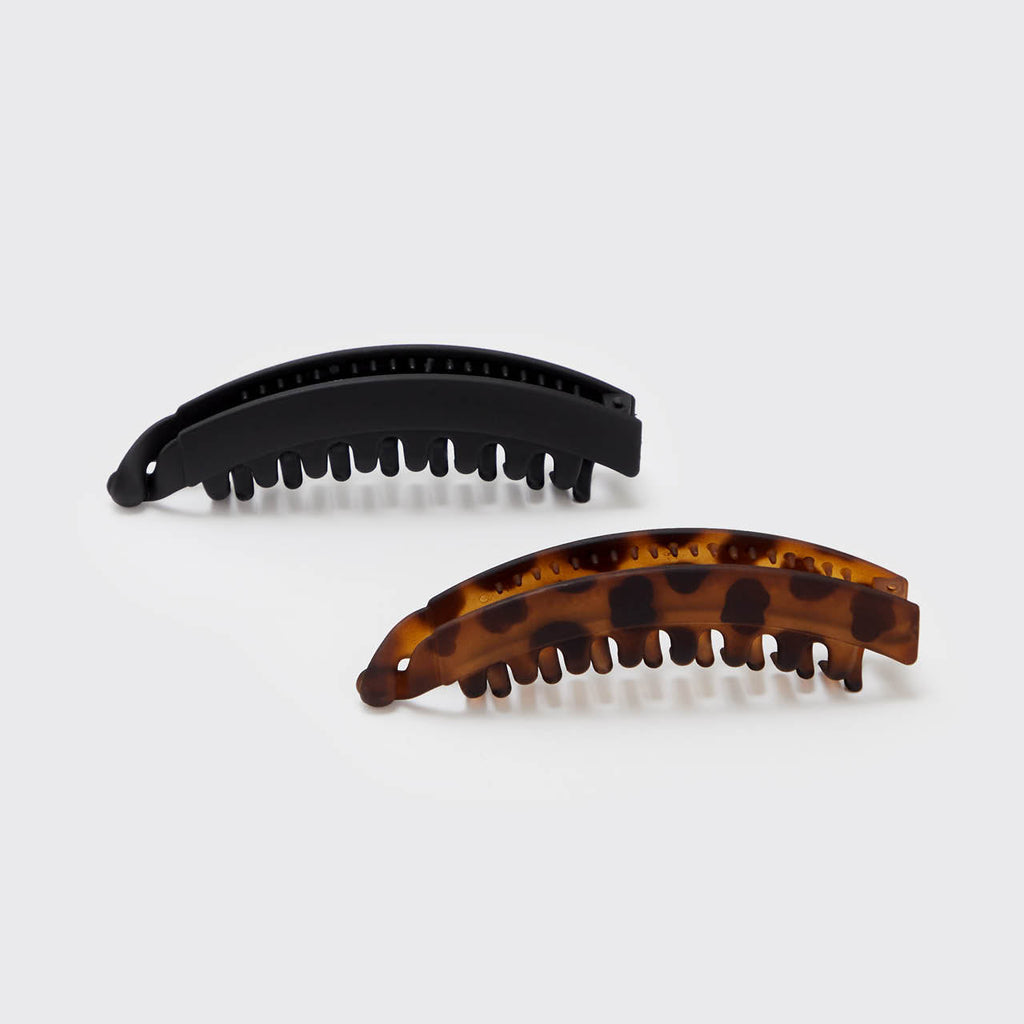 Banana Clip 2pc- Black &amp; Tort
