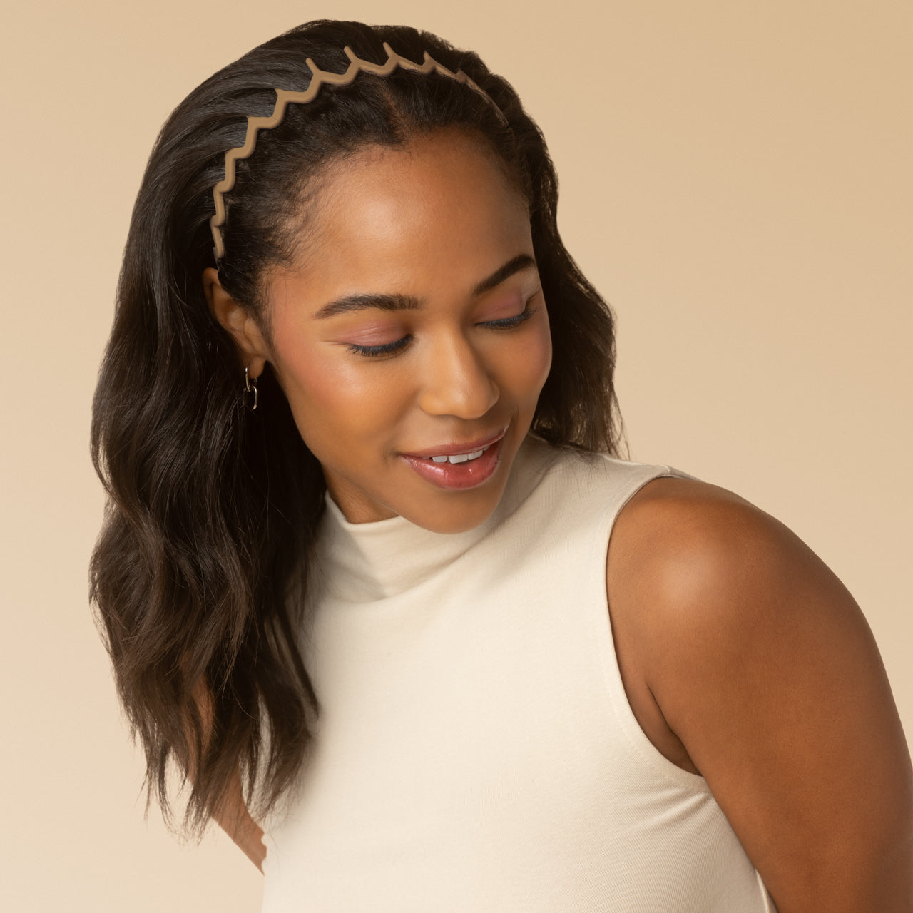 Recycled Plastic Zig Zag Headband 2pc - Neutral