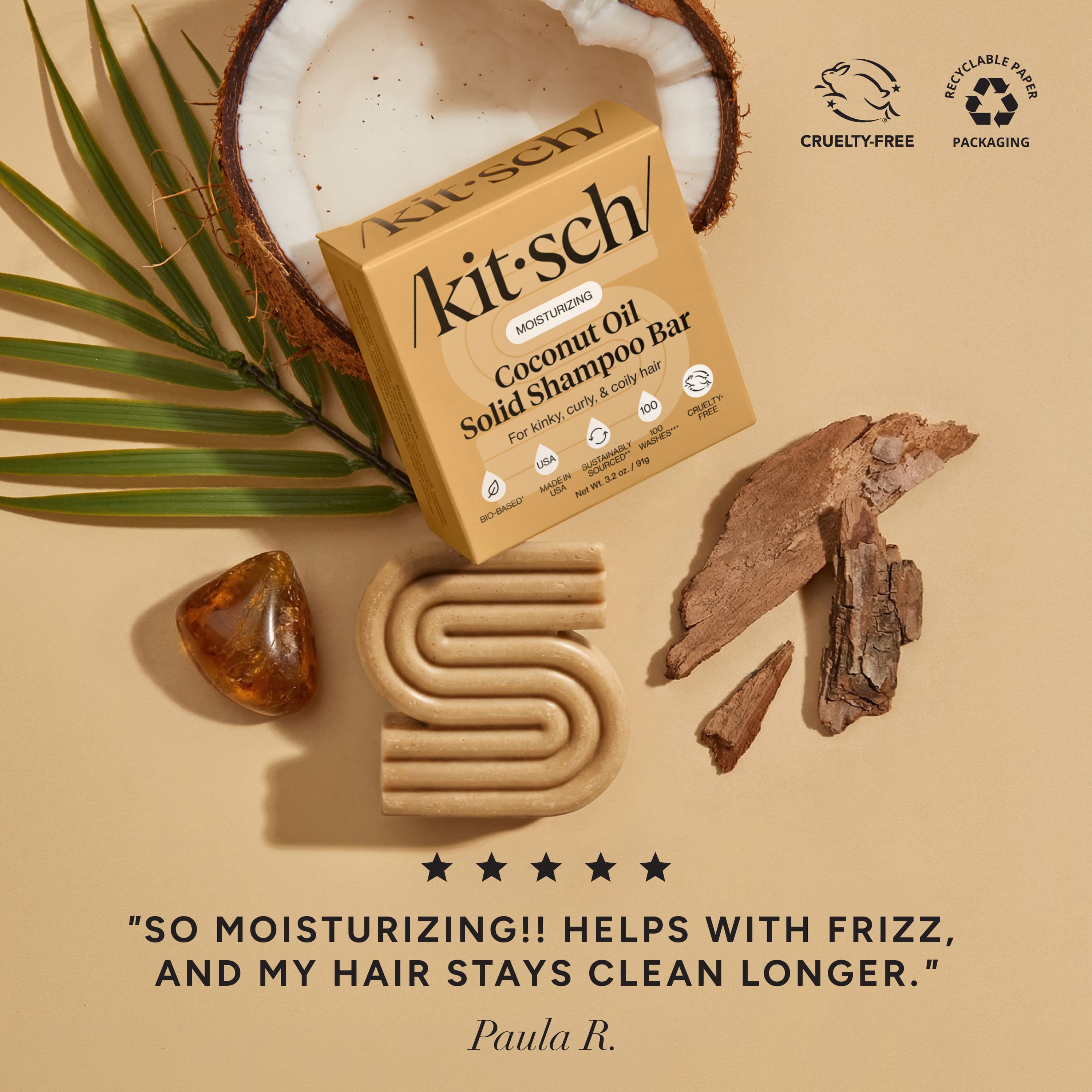 Coconut Oil Shampoo &amp; Conditioner Bar Combo for Dry Damaged Hair
