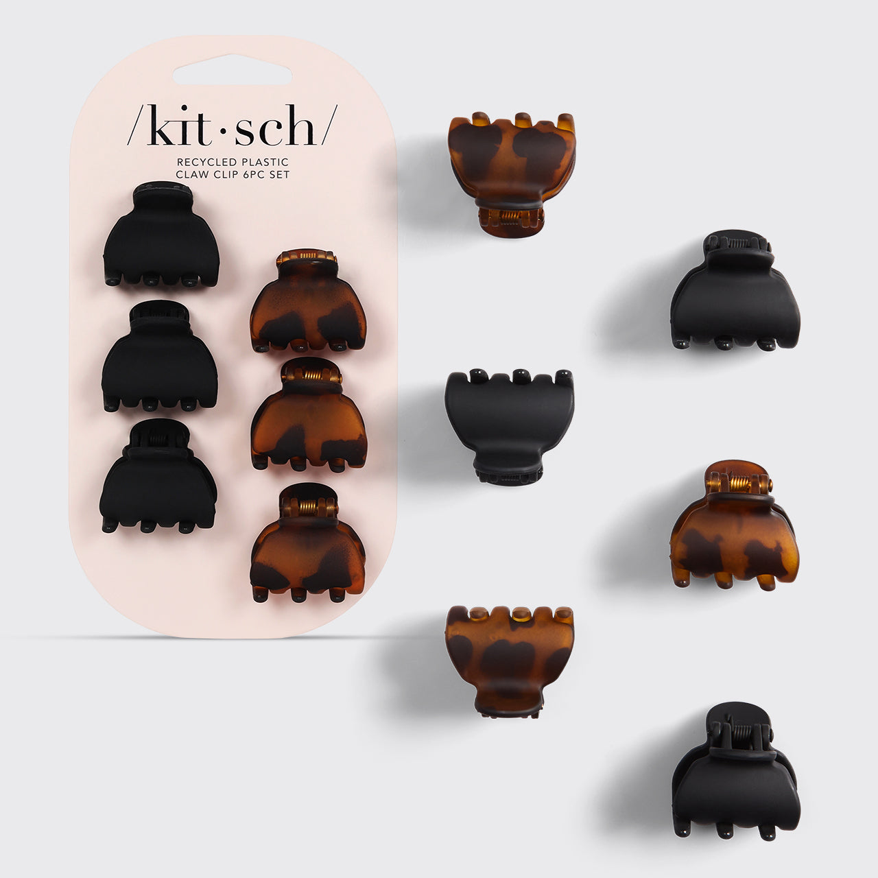 Black &amp; Tort Claw Clips 6pc Set - X-Small