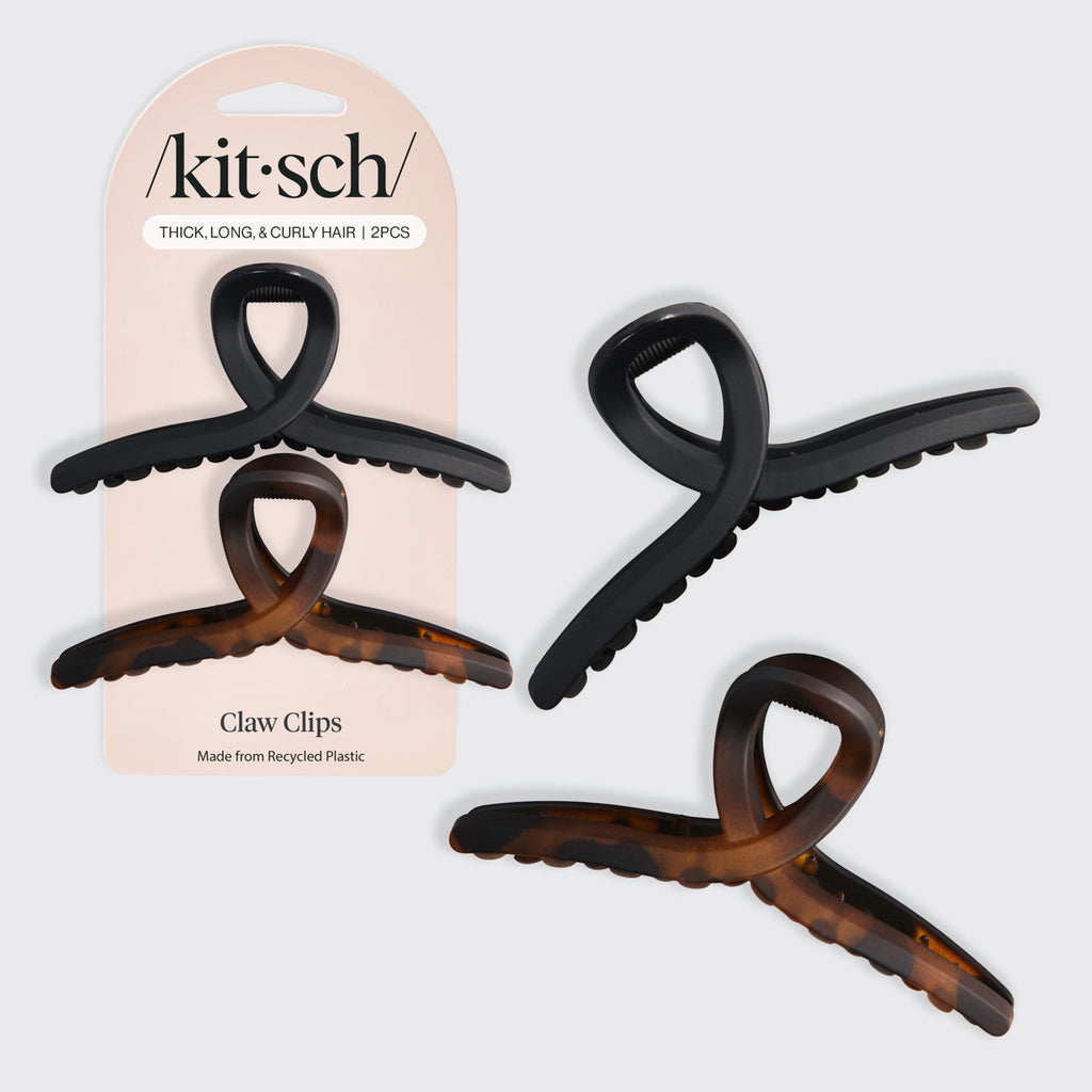 Black &amp; Tort Loop Claw Clips 2pc Set - Large