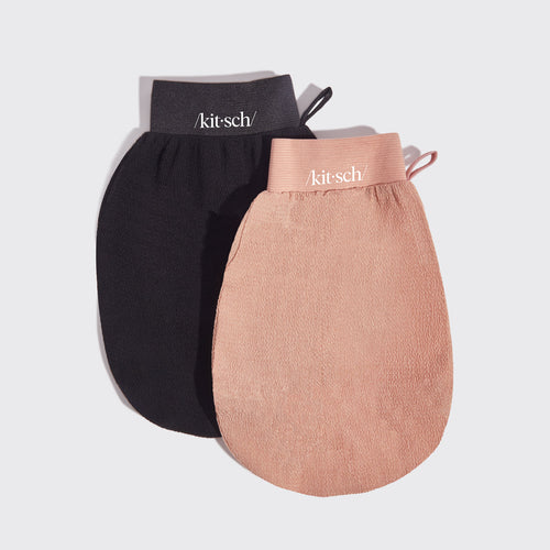 Black &amp; Terracota Exfoliating Gloves 2pc Set