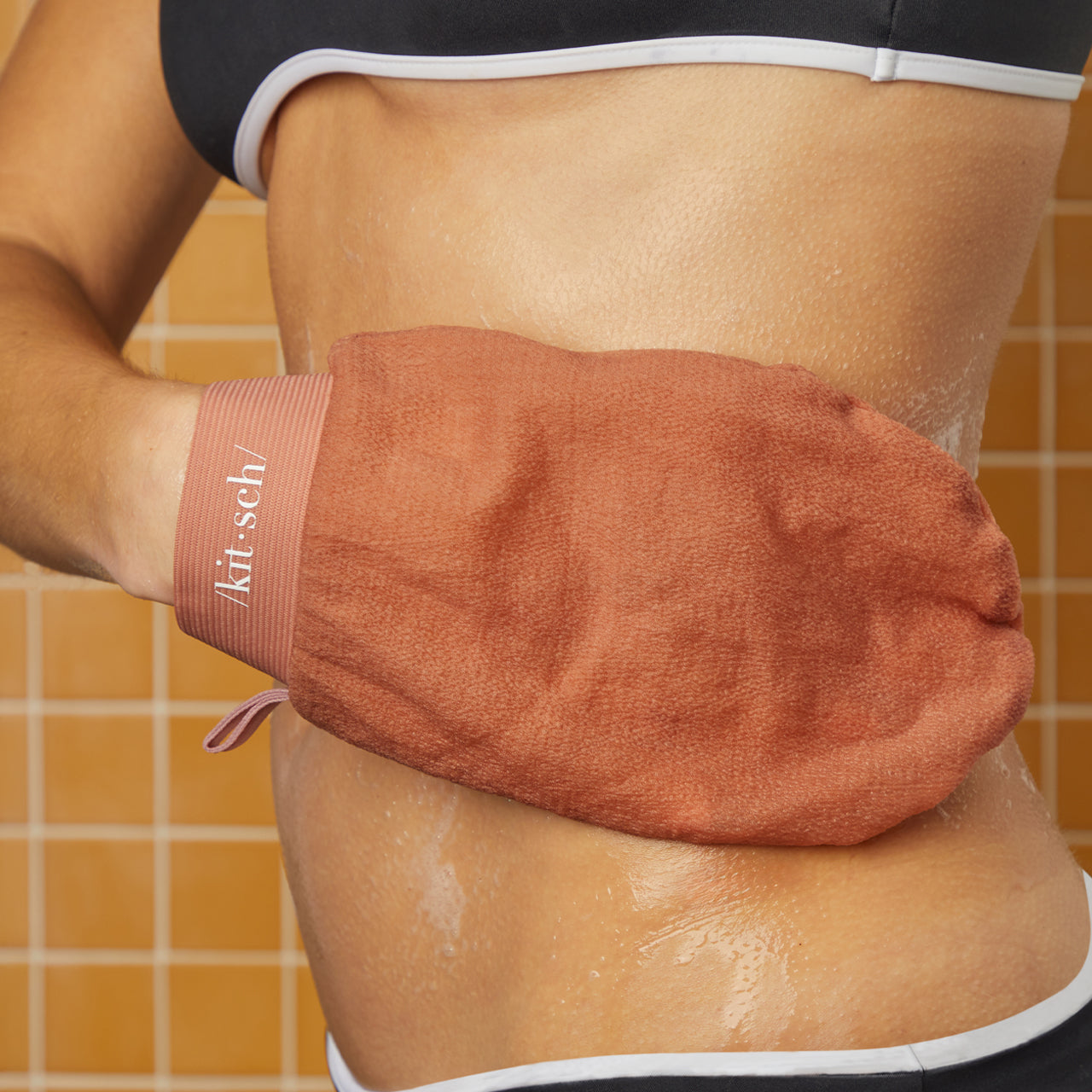 Black &amp; Terracota Exfoliating Gloves 2pc Set