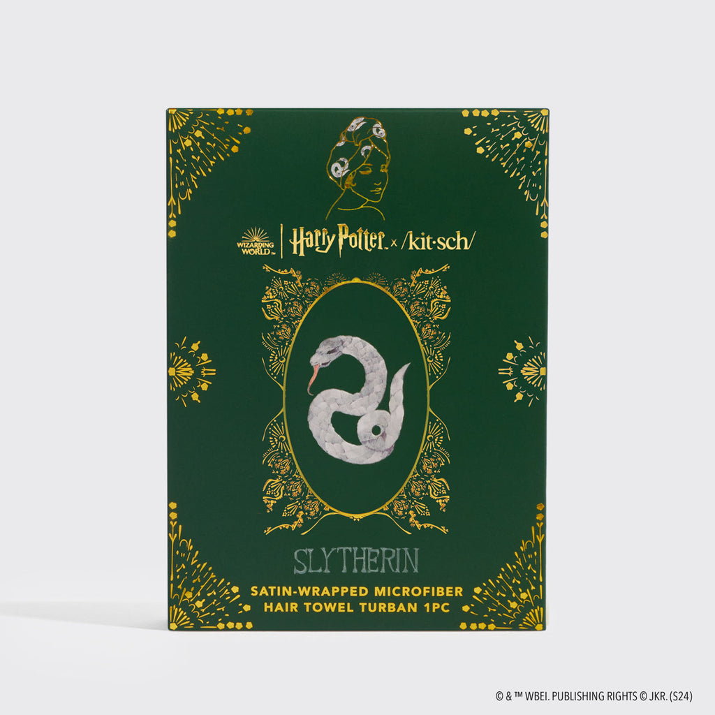 Kitsch x Harry Potter Satin Wrapped Hair Towel in Slytherin