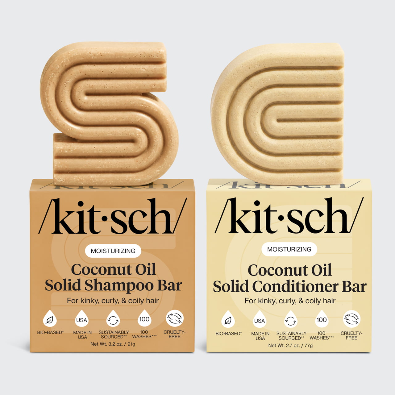 Coconut Oil Shampoo &amp; Conditioner Bar Combo for Dry Damaged Hair