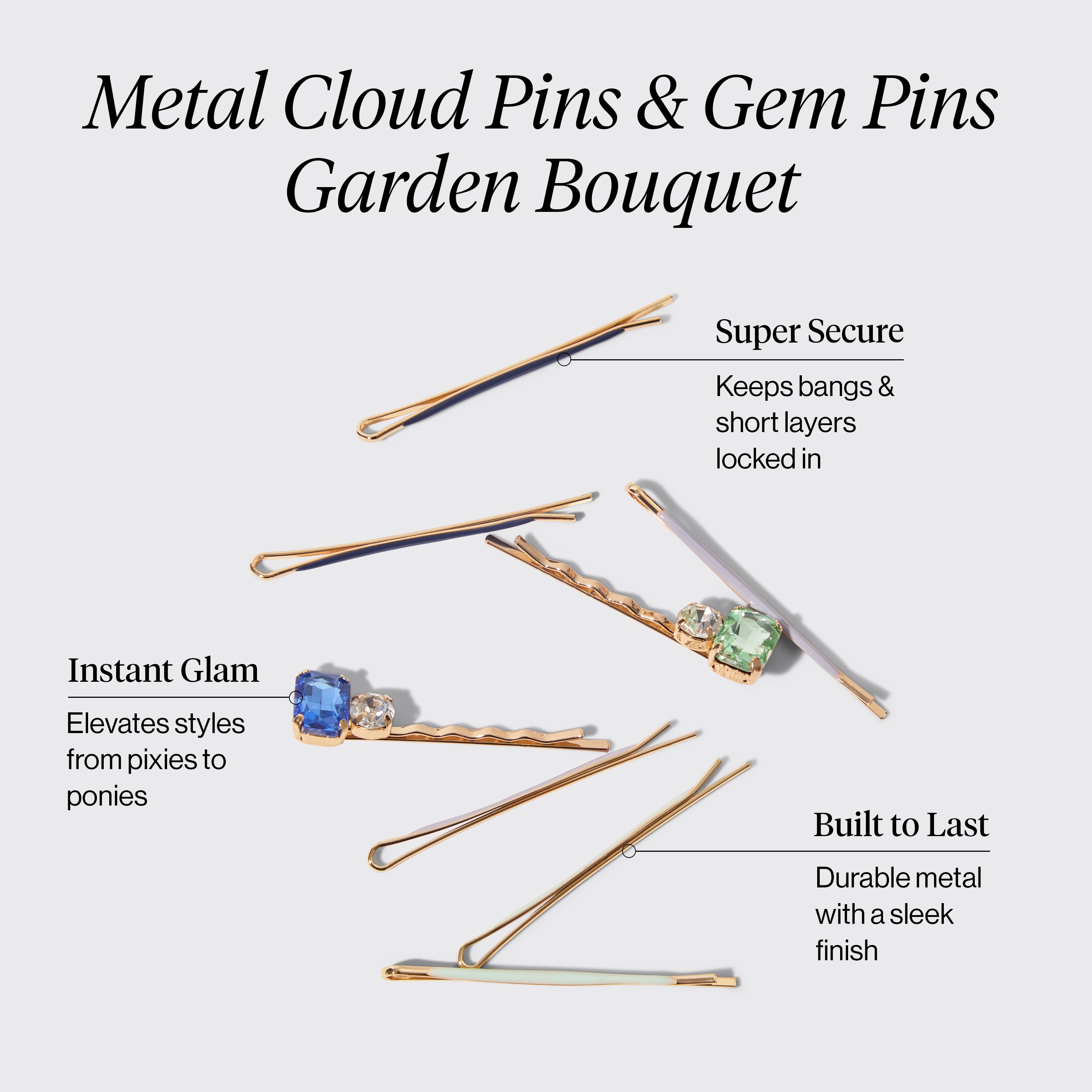 Garden Bouquet Cloud &amp; Gem Bobby Pins 8pc Set