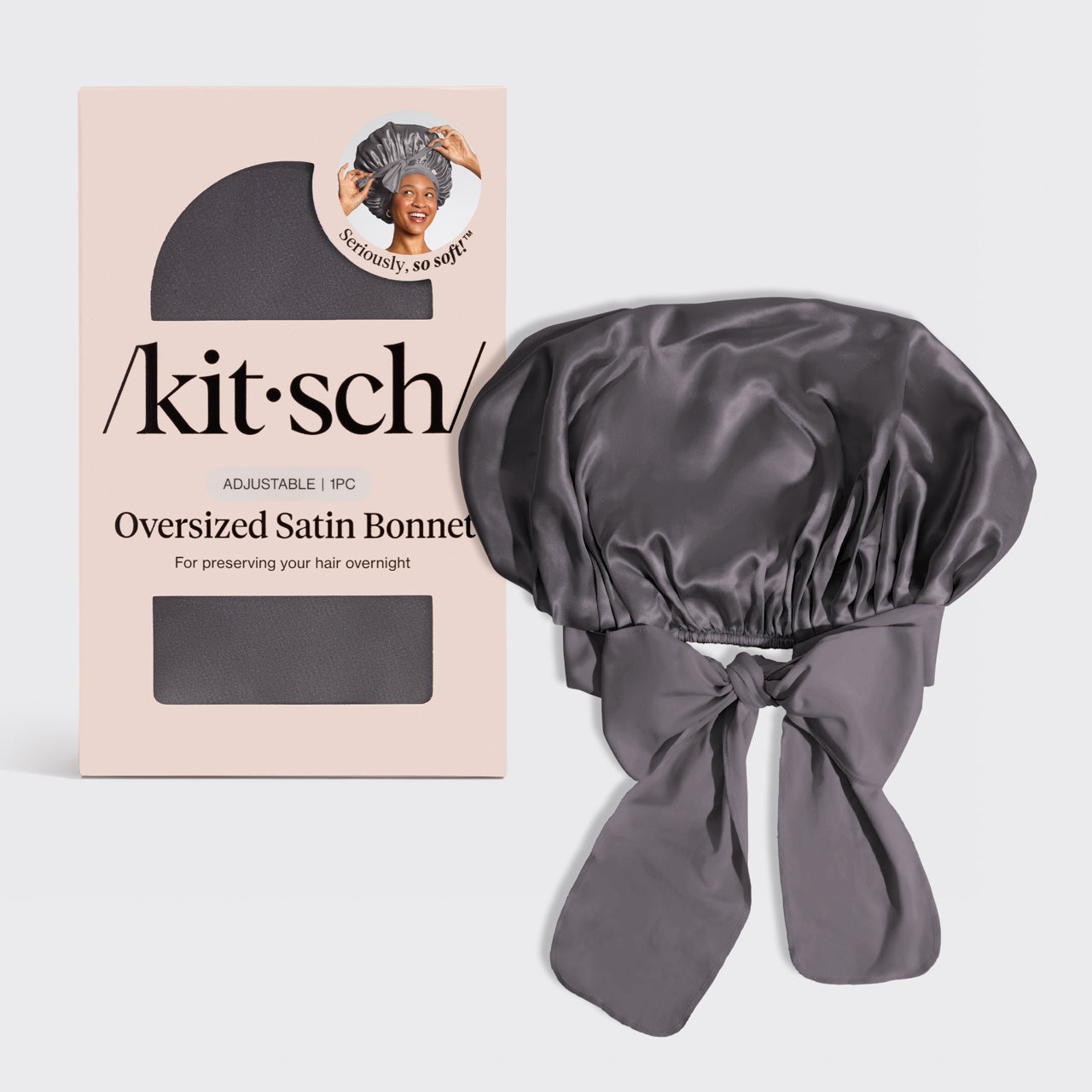 Charcoal Oversized Satin Bonnet